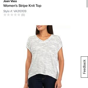 NWT Joan Vass White Striped Blouse Size XL